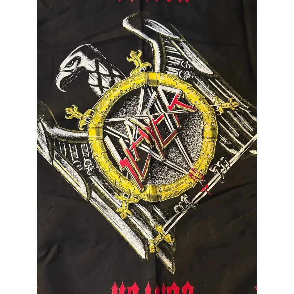 Vintage 1993 Slayer Brockum Collection Bandana 22x22 Black Eagle Pentagram